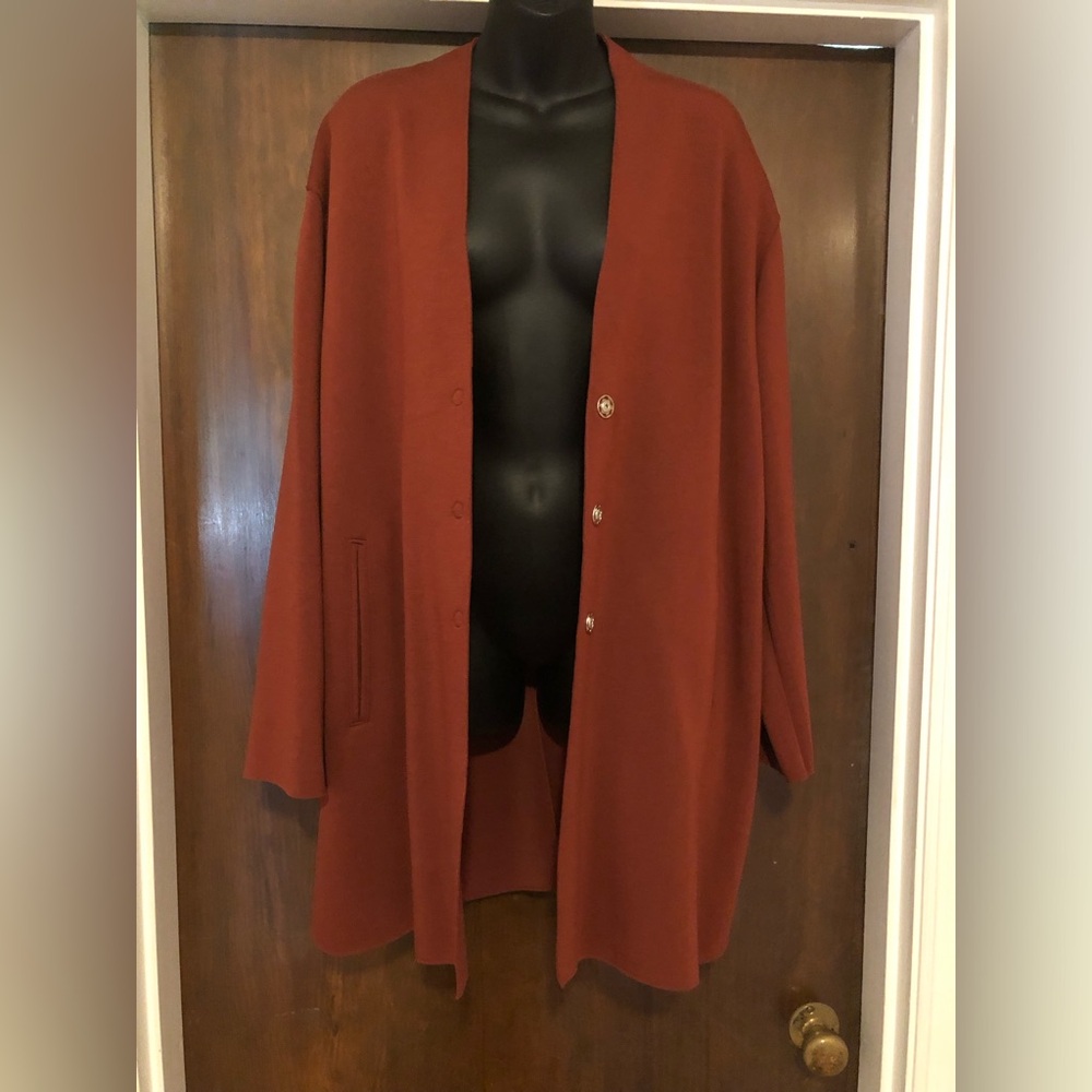 Elegant Rust Women's Coat - Picture 2 of 8